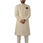 Square Pattern Embroidered White Sherwani | Father Son Combo | Sequin Work | Jaipurio